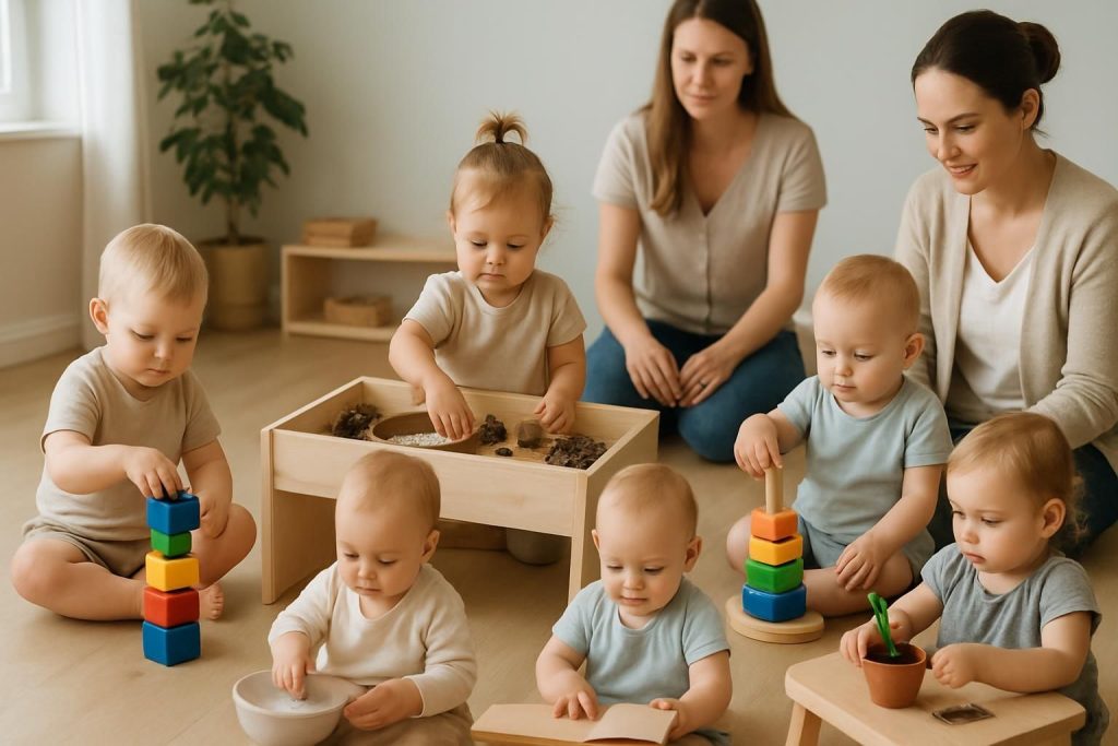 Découvrez 7 activités Montessori simples et adaptées pour stimuler le développement de votre bébé de 12 à 18 mois, à réaliser facilement à la maison.